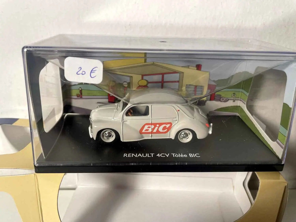 Renault 4CV tôlée grise avec la publicité BIC Bernard Miniatures