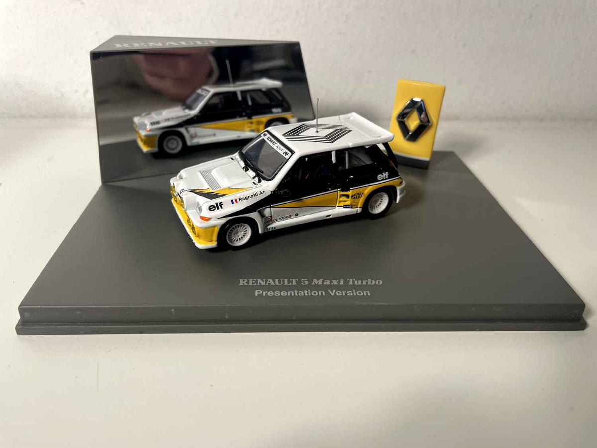 Renault 5 Maxi Turbo blanche, jaune et noire - présentation version (coffret boite rectangle) Bernard Miniatures