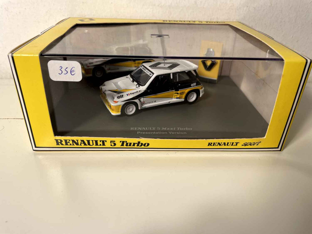 Renault 5 Maxi Turbo blanche, jaune et noire - présentation version (coffret boite rectangle) Bernard Miniatures