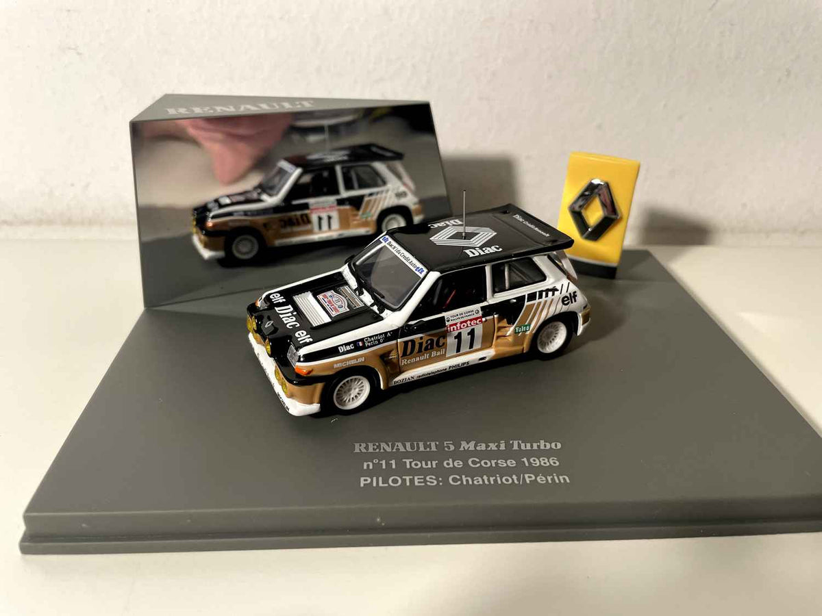 Renault 5 Maxi Turbo noire, marron et blanche numéro 11 Tour de Corse 1986 (coffret boite rectangle) Bernard Miniatures