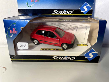 Renault Clio rouge (Solido référence 1519 socle blanc) Bernard Miniatures