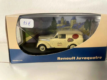 Renault Juvaquatre beige tolée avec publicité BALLY Bernard Miniatures