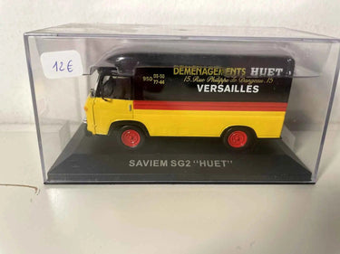 Saviem SG2 jaune, rouge et noir avec publicité DEMENAGEMENTS HUET Bernard Miniatures
