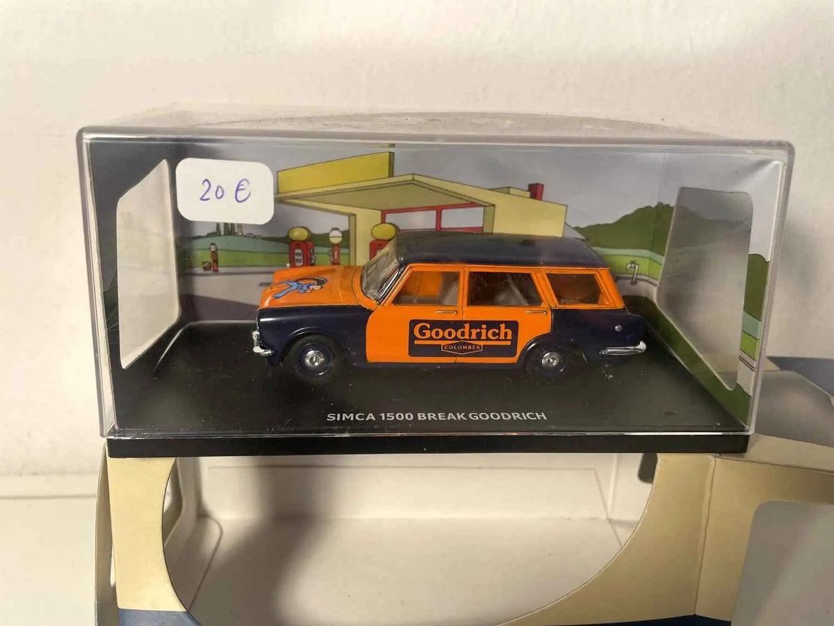 Simca 1500 break orange et bleue avec publicité GOODRICH Bernard Miniatures