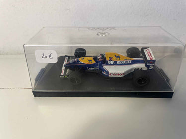 Voiture Formule 1 bleue, blanche et jaune numéro 5 (boite rectangle) collection ONYX Bernard Miniatures