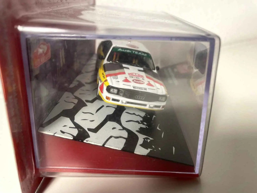 Voiture Miniature Audi Quattro Sport blanche et jaune numéro 3 - rallye de Monté-Carlo de 1985 - Bernard Miniatures
