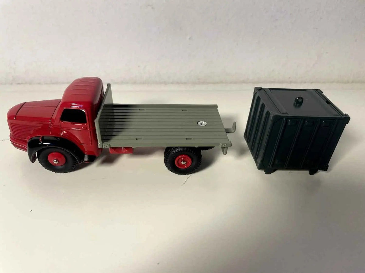 Voiture Miniature Camion Berliet rouge avec plateau et avec container Dinky-Toys (éditions Atlas) - Bernard Miniatures
