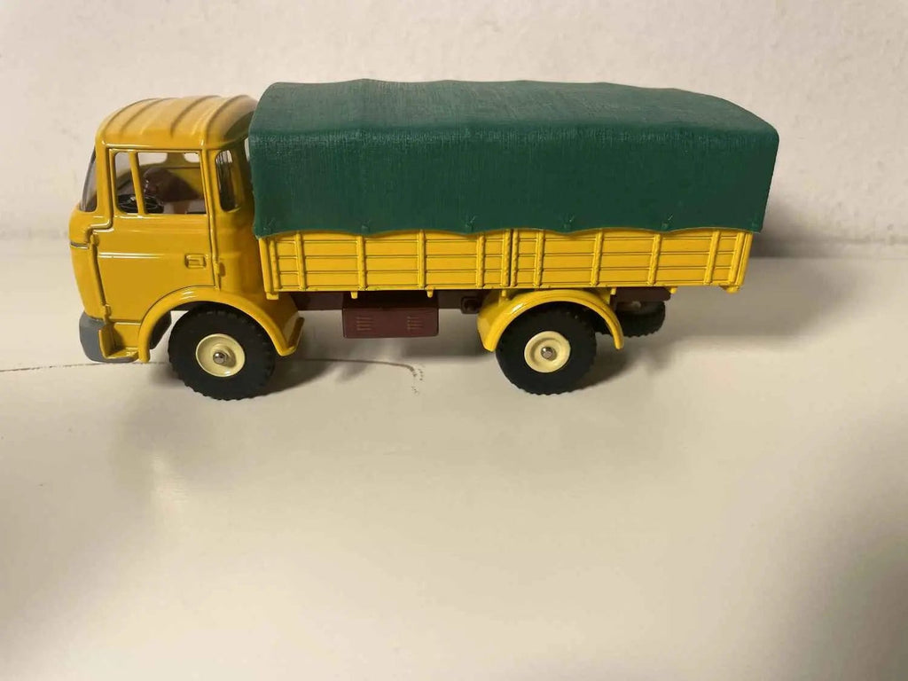 Voiture Miniature Camion bâché GAK Berliet jaune et bâche verte Dinky-Toys (éditions Atlas) - Bernard Miniatures