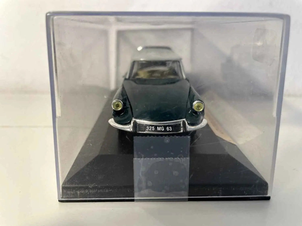 Voiture Miniature Citroën ID19 break verte foncée et toit gris (boite plexi) - Bernard Miniatures