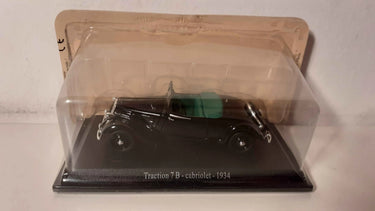 Voiture Miniature Citroën traction 7B cabriolet noire et sièges verts de 1934 - Bernard Miniatures
