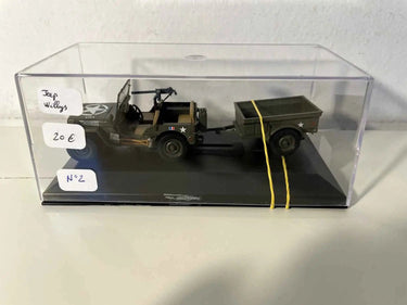 Voiture Miniature Jeep Willys avec remorque (collection Solido) - boite N°2 - Bernard Miniatures