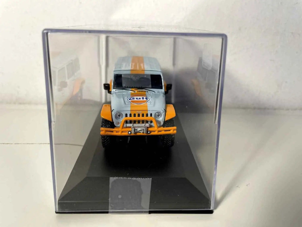 Voiture Miniature Jeep Wrangler aux couleurs de GULF (bleue et orange) de 2015 - Bernard Miniatures