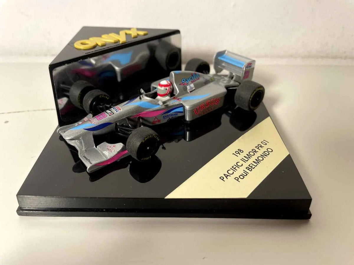 Voiture Miniature Pacific Ilmor PR 01 grise numéro 33 (Formule 1) Paul Belmondo - Bernard Miniatures
