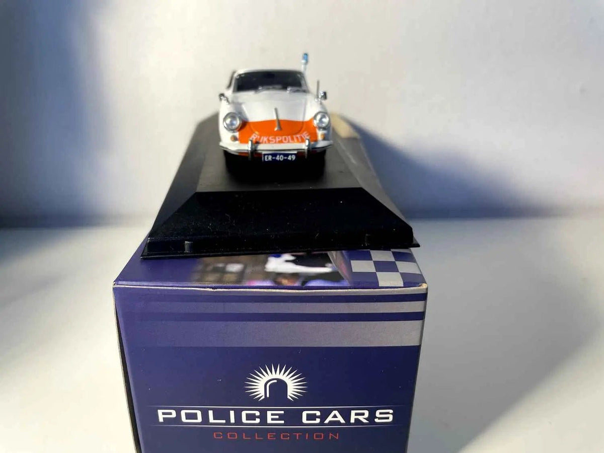 Voiture Miniature Porsche 356 cabriolet blanche et orange POLICE Néerlandaise (Rijkspolitie) - Bernard Miniatures