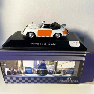 Voiture Miniature Porsche 356 cabriolet blanche et orange POLICE Néerlandaise (Rijkspolitie) - Bernard Miniatures