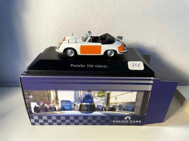Voiture Miniature Porsche 356 cabriolet blanche et orange POLICE Néerlandaise (Rijkspolitie) - Bernard Miniatures