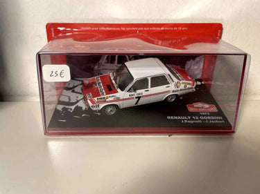 Voiture Miniature Renault 12 Gordini blanche et rouge numéro 7 - Rallye de Monté-Carlo de 1973 - Bernard Miniatures