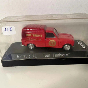 Voiture Miniature Renault 4L rouge avec publicité TOUT L'UNIVERS (Solido) - Bernard Miniatures