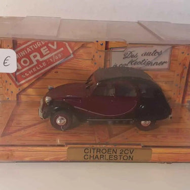 Voitures Miniatures Citroën 2 CV Charleston bordeaux et noire de 1981 (Norev) - Bernard Miniatures