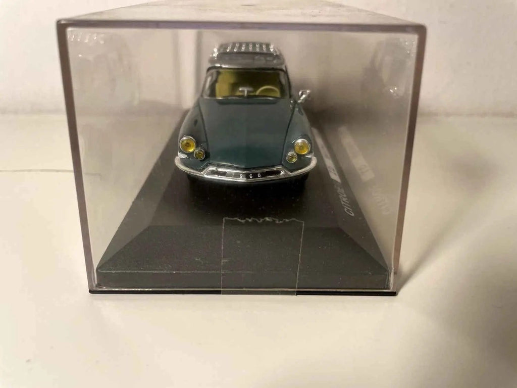 Voitures Miniatures Citroën ID break verte foncée et toit gris avec galerie de 1960 (boite plexi) - Bernard Miniatures