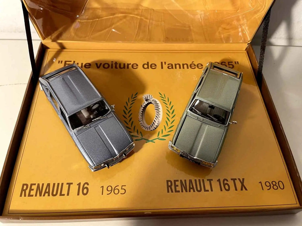 Voitures Miniatures Coffret avec Renault 16 bleue de 1965 et Renault 16 TX verte de 1980 - Bernard Miniatures