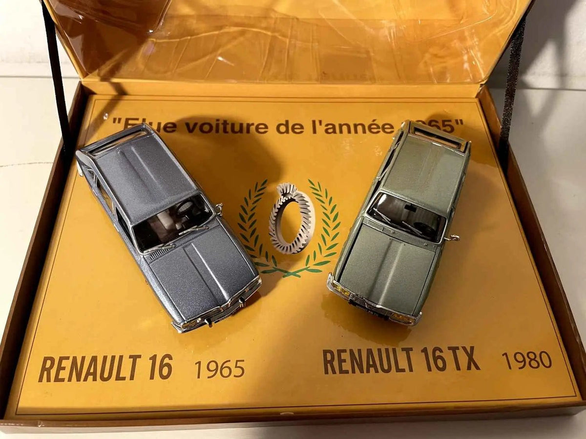 Voitures Miniatures Coffret avec Renault 16 bleue de 1965 et Renault 16 TX verte de 1980 - Bernard Miniatures