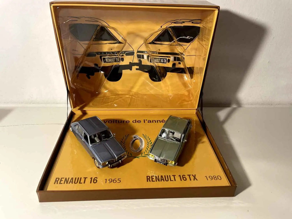 Voitures Miniatures Coffret avec Renault 16 bleue de 1965 et Renault 16 TX verte de 1980 - Bernard Miniatures