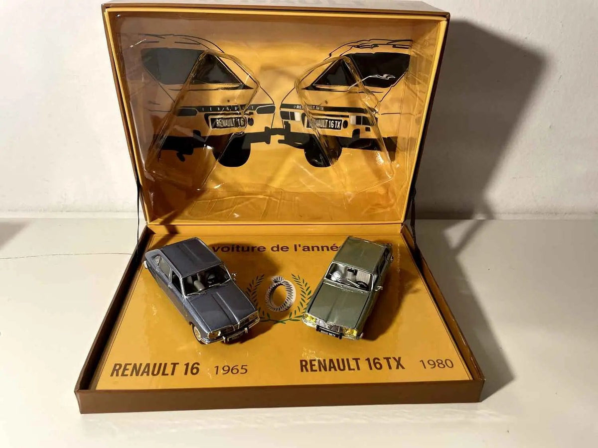Voitures Miniatures Coffret avec Renault 16 bleue de 1965 et Renault 16 TX verte de 1980 - Bernard Miniatures
