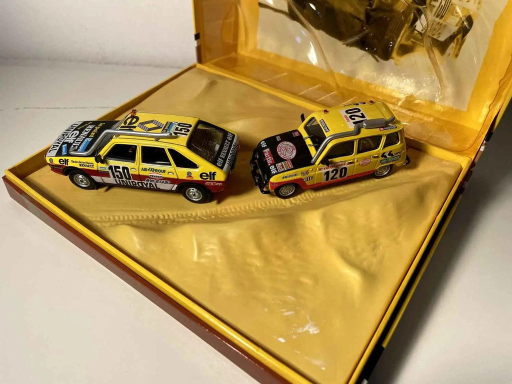 Voitures Miniatures Coffret rallye Paris-Dakar avec la Renault 20 Turbo et la Renault 4L Sinpar - Bernard Miniatures