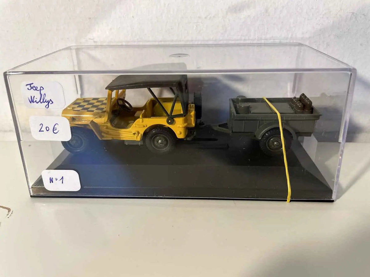 Voitures Miniatures Jeep Willys et remorque (collection Solido) - boite N°1 - Bernard Miniatures