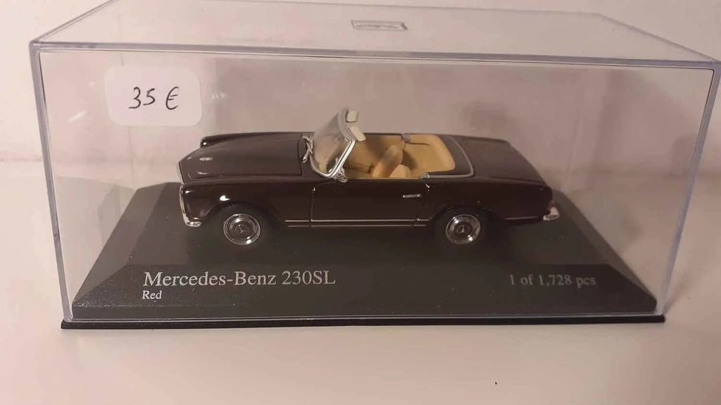 Voitures Miniatures Mercedes-Benz 230SL bordeaux de 1965 (MINICHAMPS référence 430032236) - Bernard Miniatures