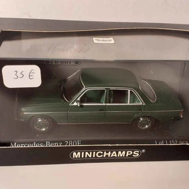 Voitures Miniatures Mercedes-Benz 280E verte foncée de 1976 (MINICHAMPS référence 430 032207) - Bernard Miniatures