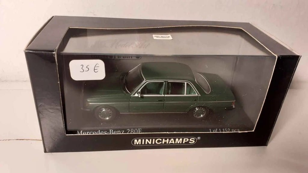 Voitures Miniatures Mercedes-Benz 280E verte foncée de 1976 (MINICHAMPS référence 430 032207) - Bernard Miniatures