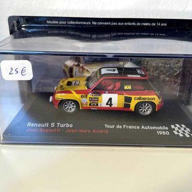 Voitures Miniatures Renault 5 Turbo jaune, rouge et noire numéro 4 - tour de France automobile de 1980 - Bernard Miniatures