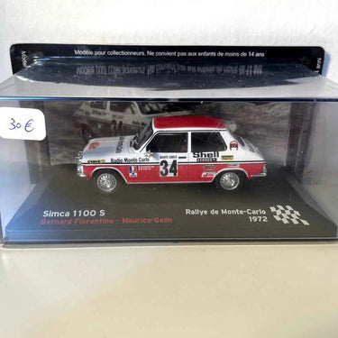 Voitures Miniatures Simca 1100 S rouge et blanche numéro 34 - Rallye de Monté-Carlo de 1972 - Bernard Miniatures
