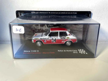 Voitures Miniatures Simca 1100 S rouge et blanche numéro 34 - Rallye de Monté-Carlo de 1972 - Bernard Miniatures