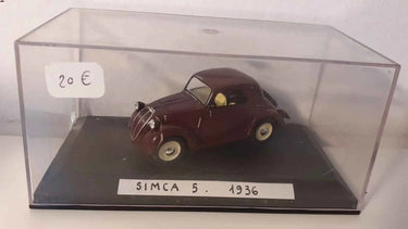 Voitures Miniatures Simca 5 bordeaux de 1936 (avec étiquette sur le socle) - Bernard Miniatures