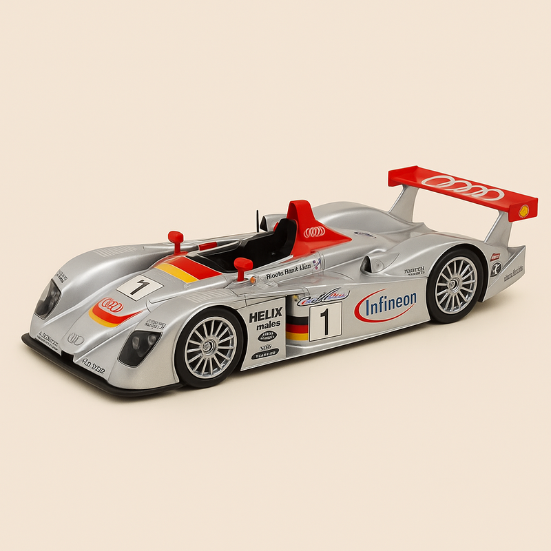 Audi R8 Grau und Rot Nummer 1 (24 Stunden von Le Mans im Jahr 2001)