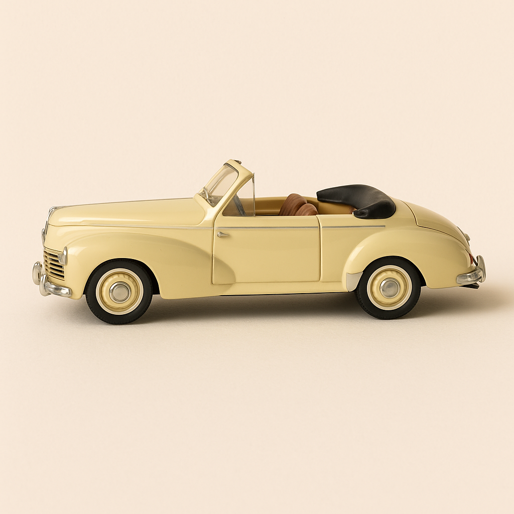 Photo professionnelle de la voiture miniature Bordeaux 203 Cabriolet Marron Clair Solido 4597 - Image clean haute qualité