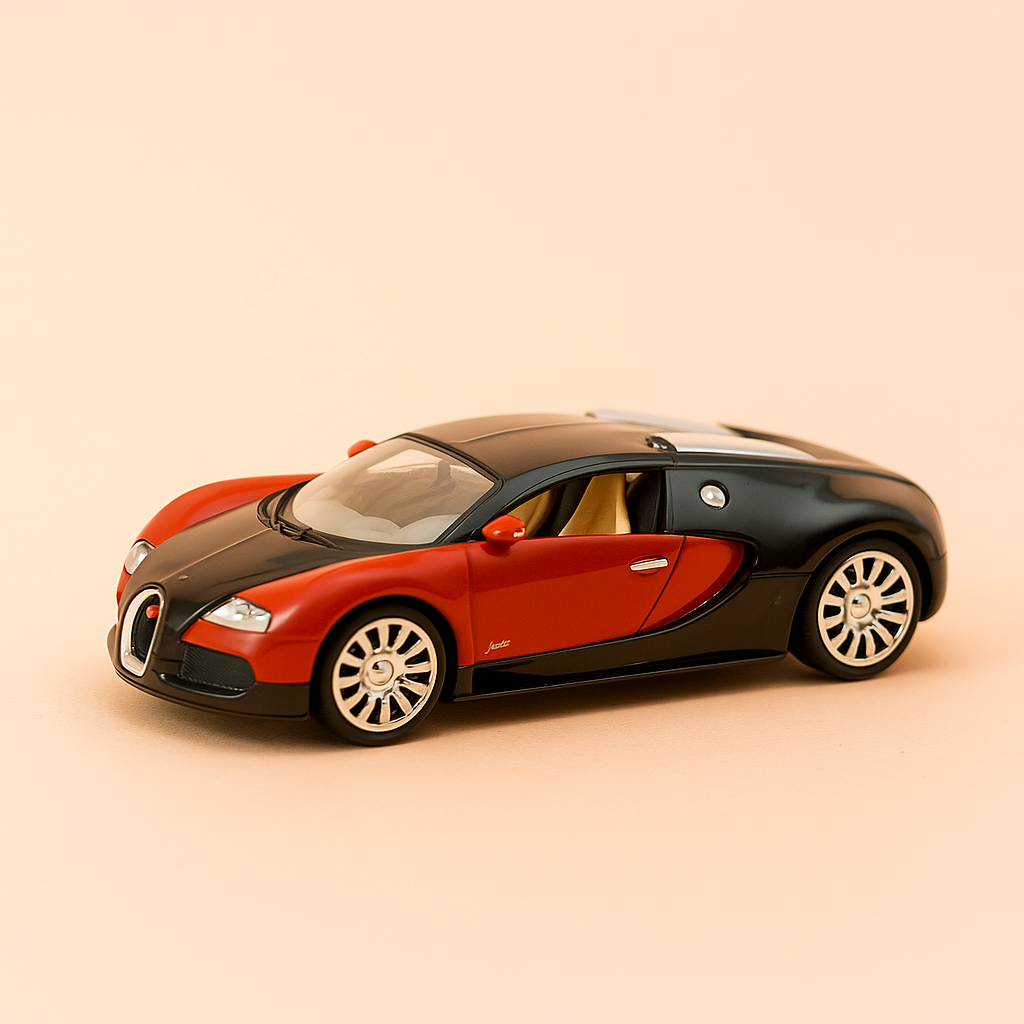 Rout a schwaarz Bugatti Veyron