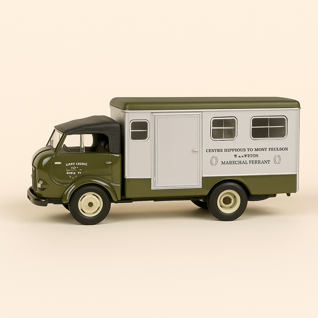 1967 BERLIET GBK Päerdstransportcamion "Centre hippique du Mont Feulson" (gro a ganz donkelgréng Camion)