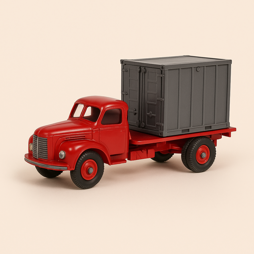 Camion Berliet rouge avec plateau et avec container Dinky-Toys (éditions Atlas)