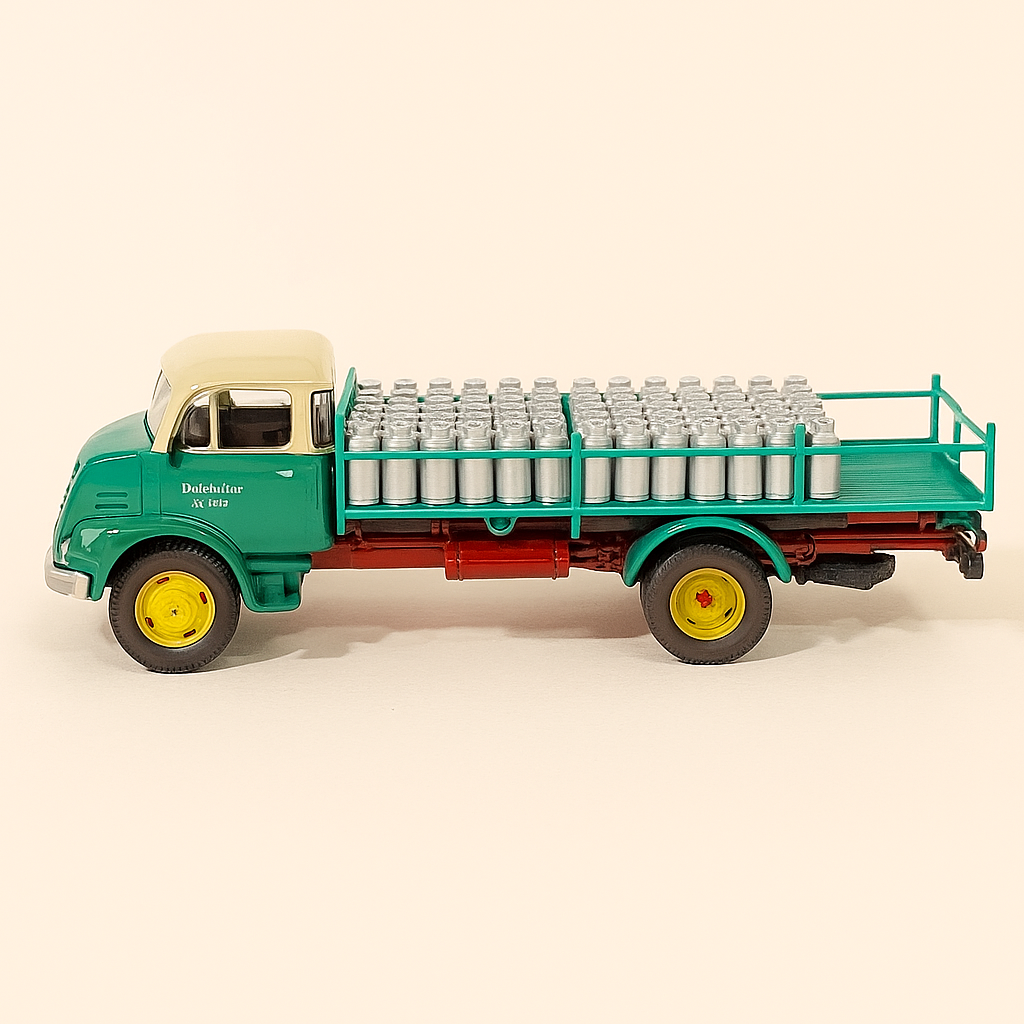 Camion Mercedes-Benz L1113 del 1968 che trasportava brocche di latte?