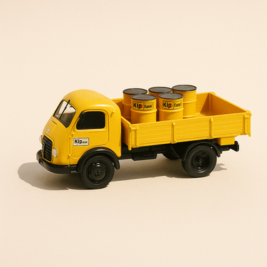 Photo professionnelle de la voiture miniature Camion Om Leoncino De 1950 Plateau Ridelles Avec Bidons Agip - Image clean haute qualité