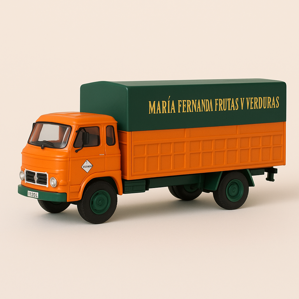 Camión PEGASO COMET naranja y lona verde del año 1963 (Maria Fernanda Frutas Y Verduras)