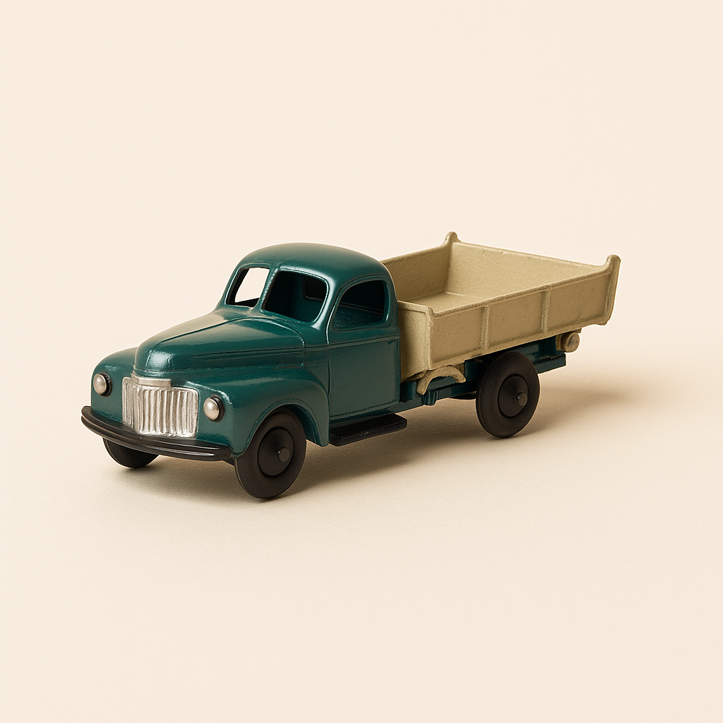 Photo professionnelle de la voiture miniature Camion Studebaker Vert Avec Benne Basculante Dinky Toys Editions Atlas - Image clean haute qualité
