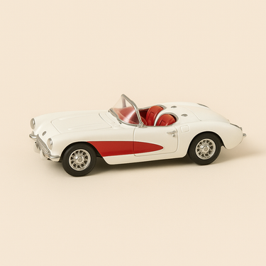 Photo professionnelle de la voiture miniature Chevrolet Corvette Blanche Et Rouge De 1957 Voiture Americaine - Image clean haute qualité