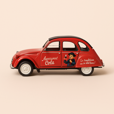 Photo professionnelle de la voiture miniature Citroen 2 Cv Auvergnat Cola - Image clean haute qualité