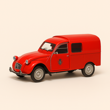 Photo professionnelle de la voiture miniature Citroen 2 Cv Azu Poste Suisse - Image clean haute qualité