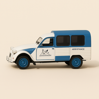 Photo professionnelle de la voiture miniature Citroen 2 Cv Camionnette Dassistance Les Goelands - Image clean haute qualité